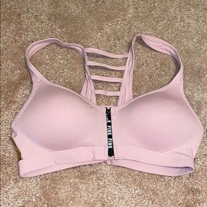 PINK Ultimate Pink and Gold Zip Sports Bra
